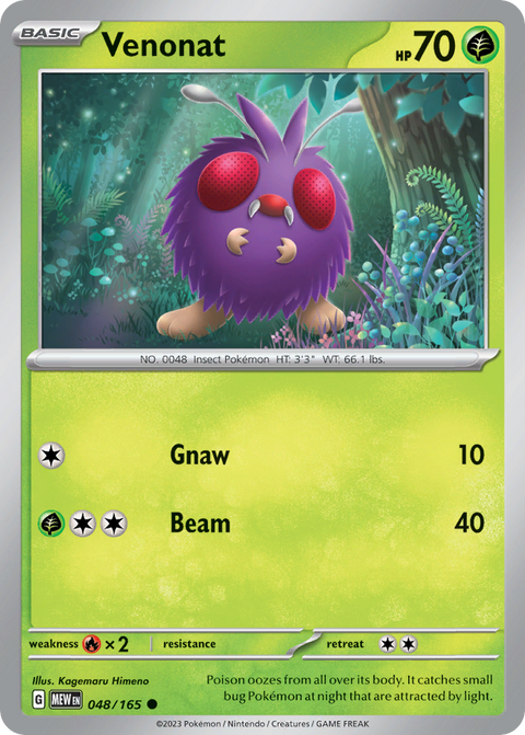 Venonat 48 151 Pokémon card