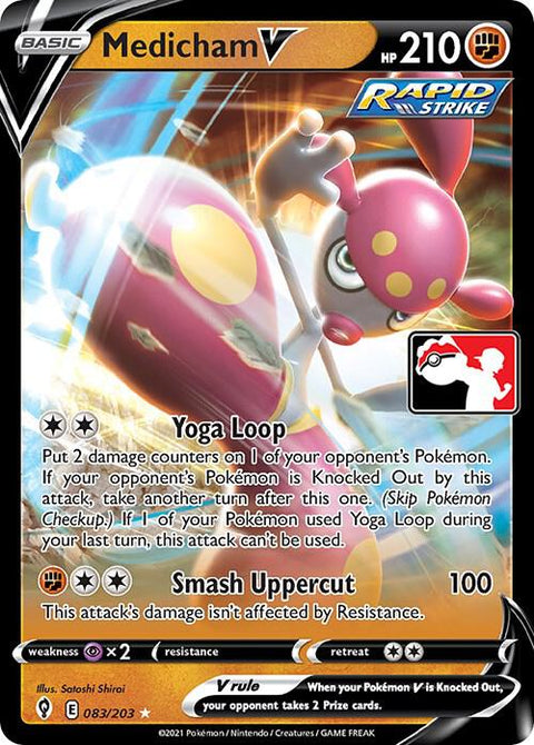 Medicham V - 083/203 - Prize Pack Series Two — Play! Pokémon stamped prize pack card
