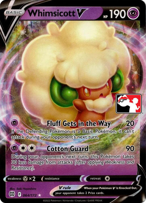 Whimsicott V - 064/203 - Prize Pack Series Two — Play! Pokémon stamped prize pack card