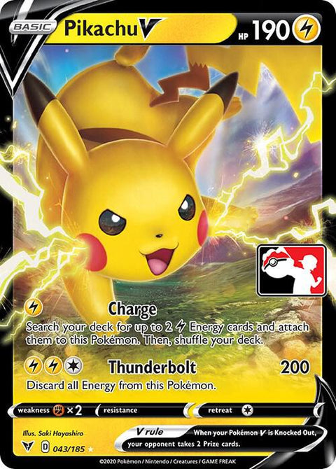 Pikachu V - 043/198 - Prize Pack Series One — Play! Pokémon stamped prize pack card
