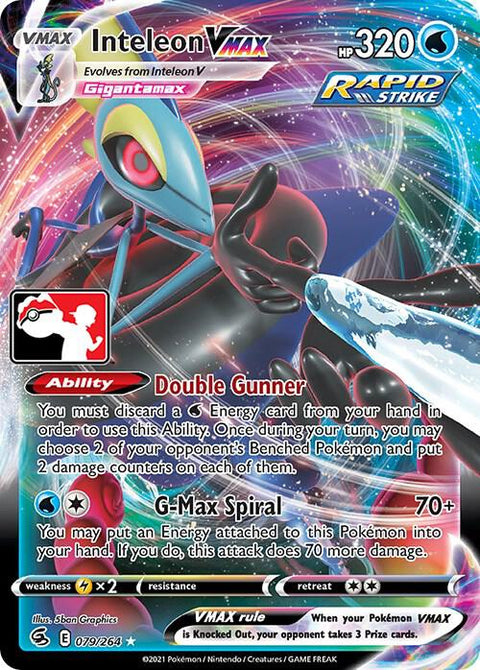 Inteleon VMAX - 079/172 - Prize Pack Series Two — Play! Pokémon stamped prize pack card