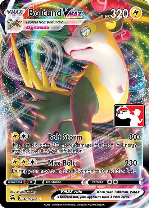 Boltund VMAX - 104/264 - Prize Pack Series Two — Play! Pokémon stamped prize pack card