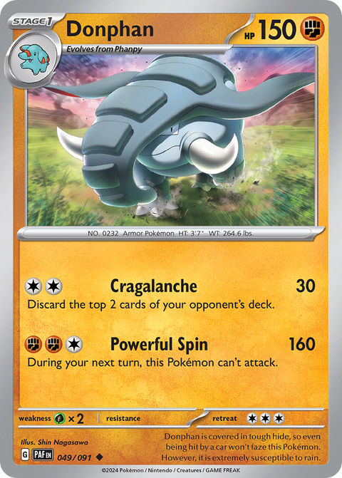 Donphan 49 Paldean Fates Pokémon card