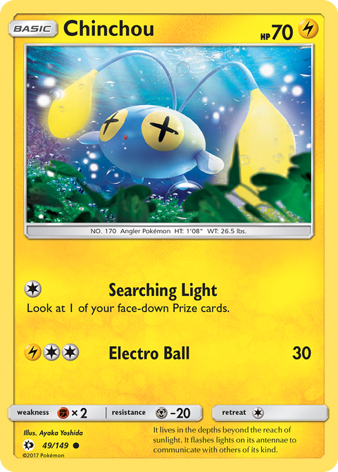 Chinchou 49 Sun & Moon Pokémon card