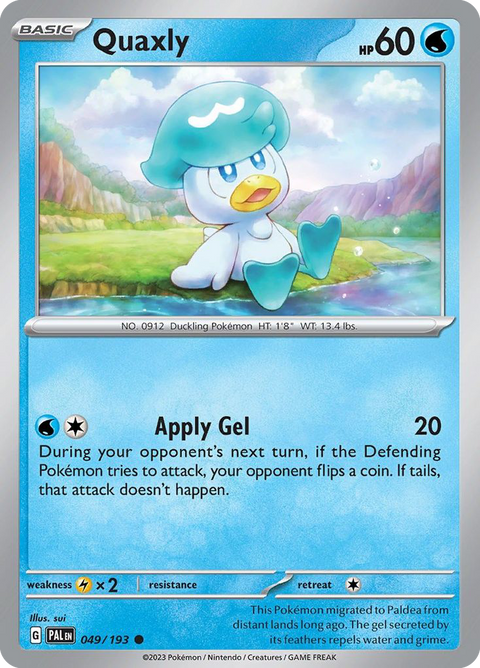 Quaxly 49 Paldea Evolved Pokémon card