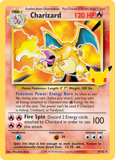 Charizard 4 Celebrations: Classic Collection Pokémon card
