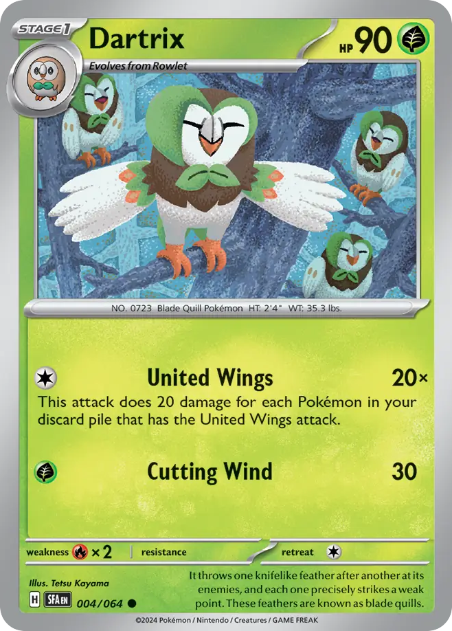 Dartrix 4 Shrouded Fable Pokémon card