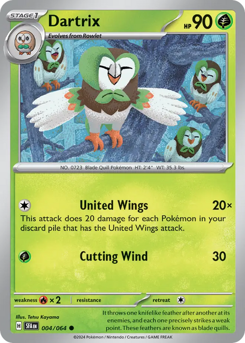 Dartrix 4 Shrouded Fable Pokémon card