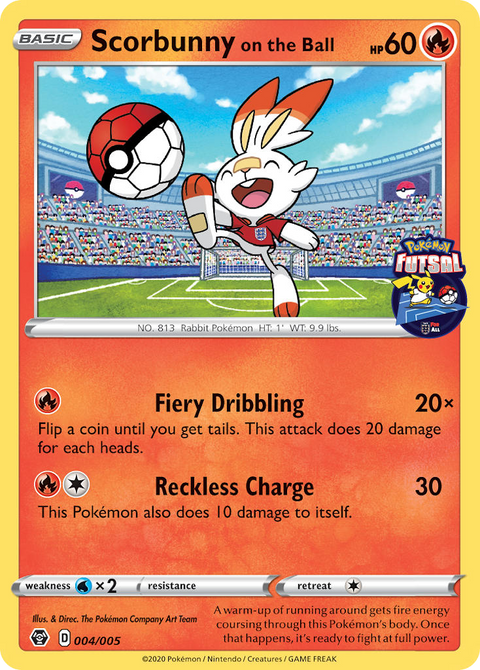 Scorbunny on the Ball 4 Pokémon Futsal Collection Pokémon card