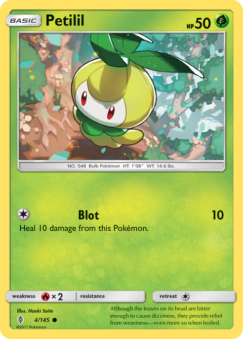 Petilil 4 Guardians Rising Pokémon card