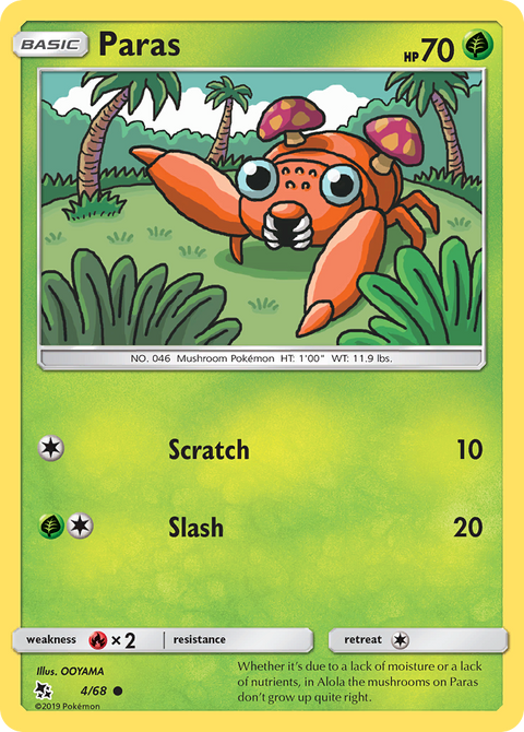 Paras 4 Hidden Fates Pokémon card