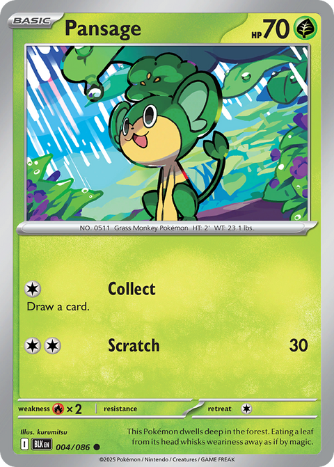 Pansage 4 Black Bolt Pokémon card