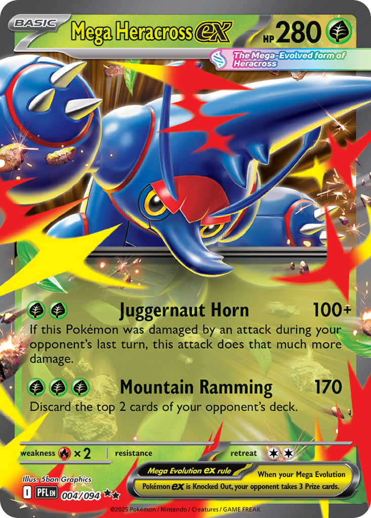 Mega Heracross ex 4 Phantasmal Flames Pokémon card