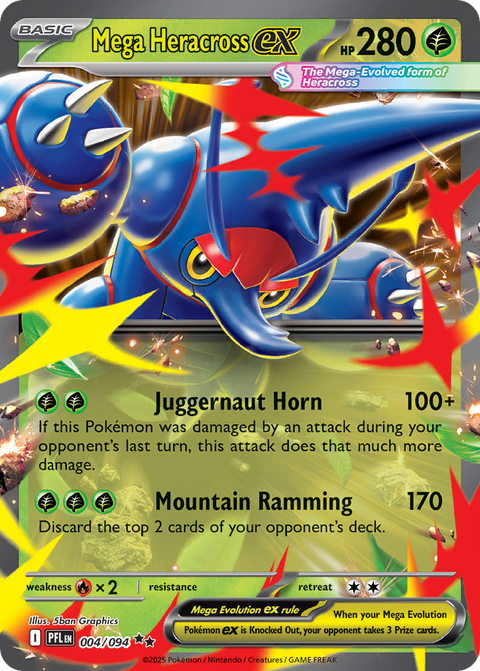 Mega Heracross ex 4 Phantasmal Flames Pokémon card
