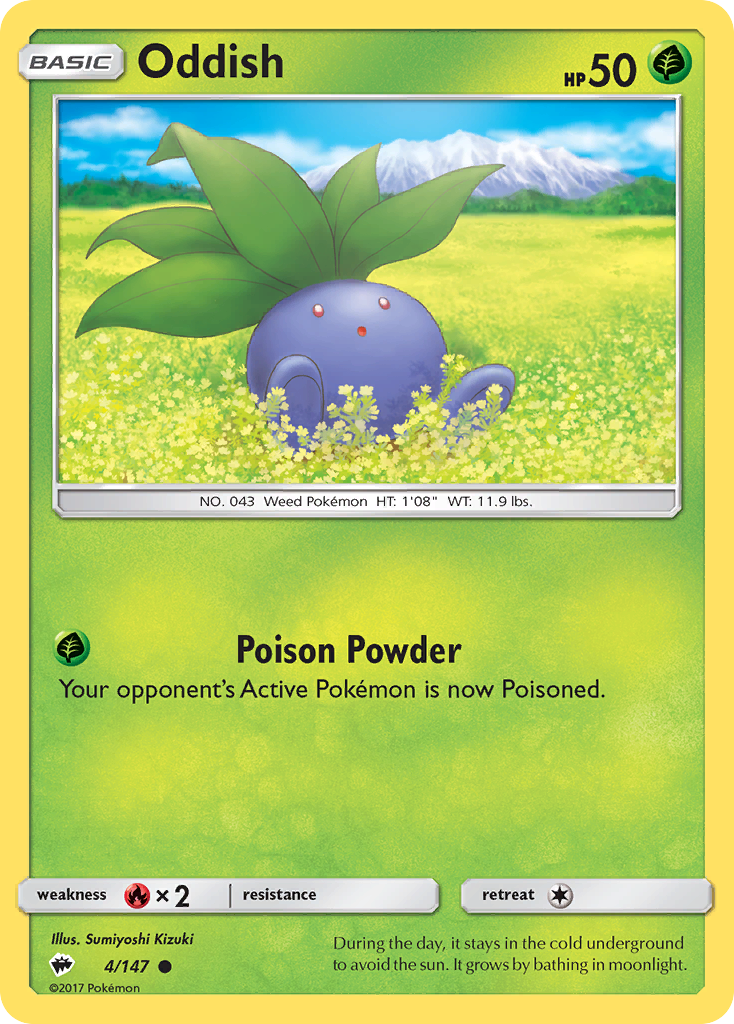 Oddish 4 Burning Shadows Pokémon card