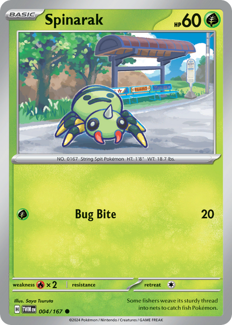 Spinarak 4 Twilight Masquerade Pokémon card