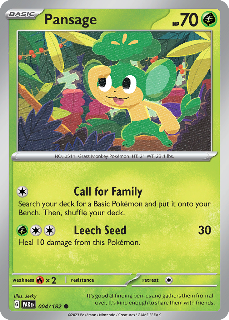 Pansage 4 Paradox Rift Pokémon card