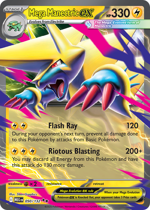 Mega Manectric ex 50 Mega Evolution Pokémon card