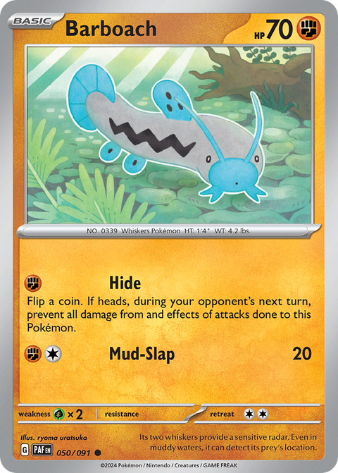 Barboach 50 Paldean Fates Pokémon card