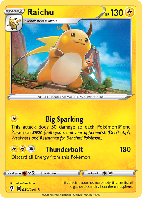 Raichu 50 Evolving Skies Pokémon card