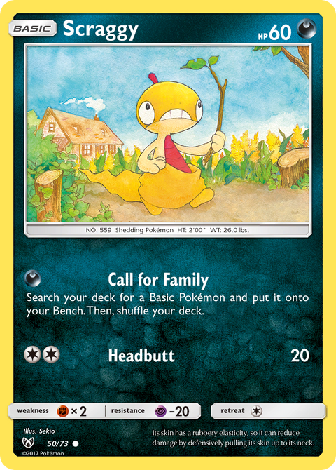 Scraggy 50 Shining Legends Pokémon card