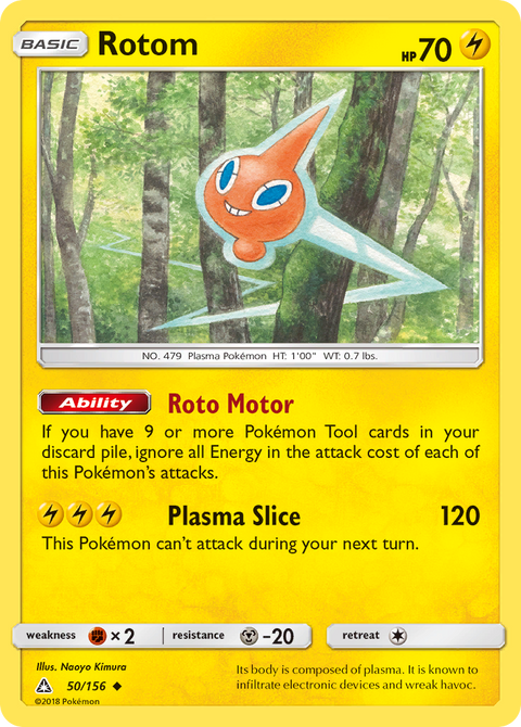 Rotom 50 Ultra Prism Pokémon card