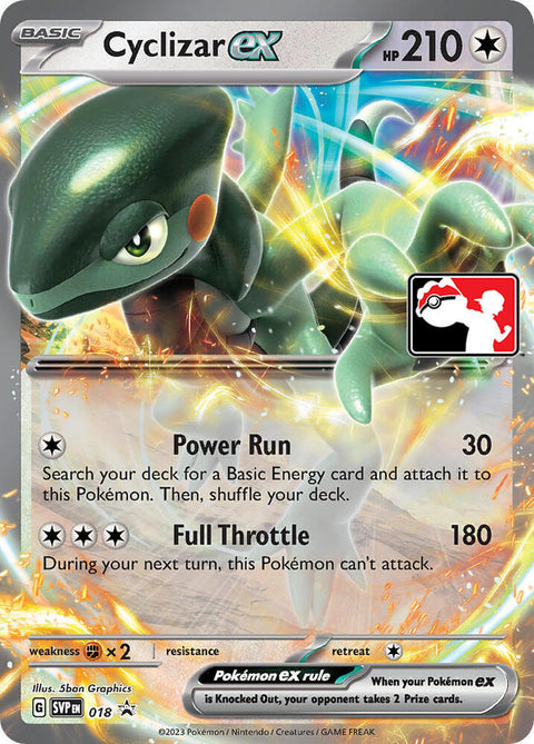 Cyclizar ex - 018 - Prize Pack Series Three — Play! Pokémon stamped prize pack card
