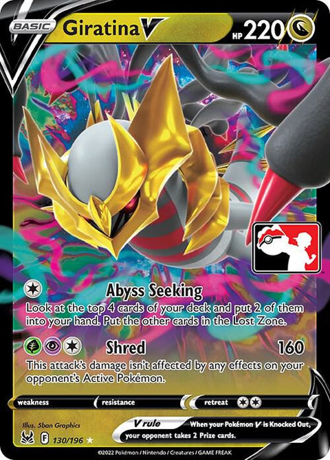 Giratina V - 130/189 - Prize Pack Series Three — Play! Pokémon stamped prize pack card