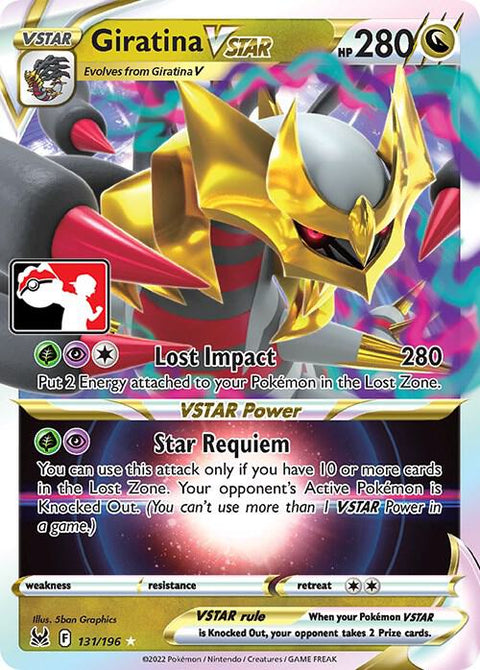 Giratina VSTAR - 131/195 - Prize Pack Series Three — Play! Pokémon stamped prize pack card