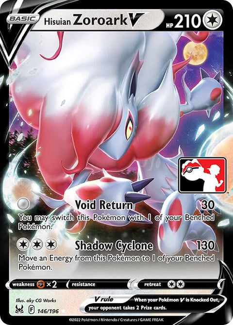 Hisuian Zoroark V - 146/189 - Prize Pack Series Three — Play! Pokémon stamped prize pack card