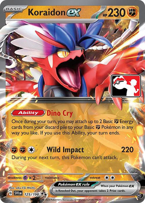 Koraidon ex - 125/198 - Prize Pack Series Three — Play! Pokémon stamped prize pack card