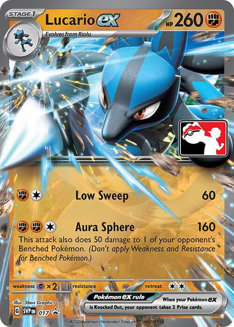 Lucario ex - 017 - Prize Pack Series Three — Play! Pokémon stamped prize pack card