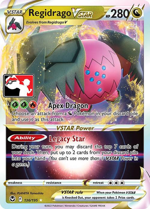 Regidrago VSTAR - 136/196 - Prize Pack Series Four — Play! Pokémon stamped prize pack card