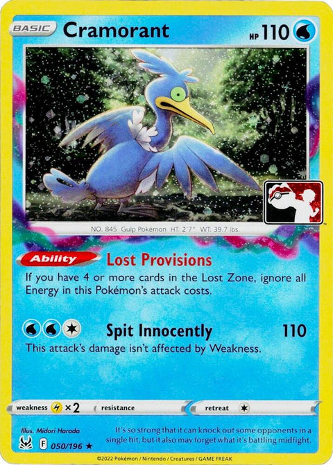 Cramorant - 050/196 - Prize Pack Series Three — Play! Pokémon stamped prize pack card