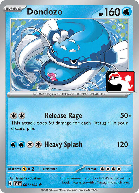 Dondozo - 061/198 - Prize Pack Series Three — Play! Pokémon stamped prize pack card