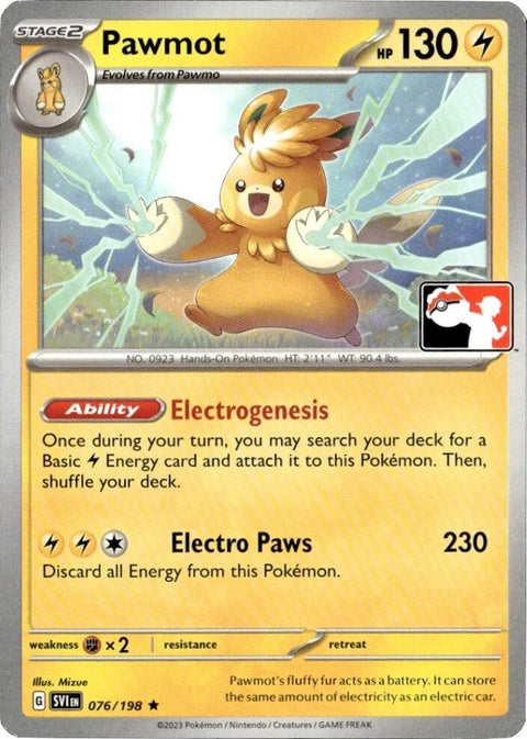 Pawmot - 076/198 - Prize Pack Series Three — Play! Pokémon stamped prize pack card