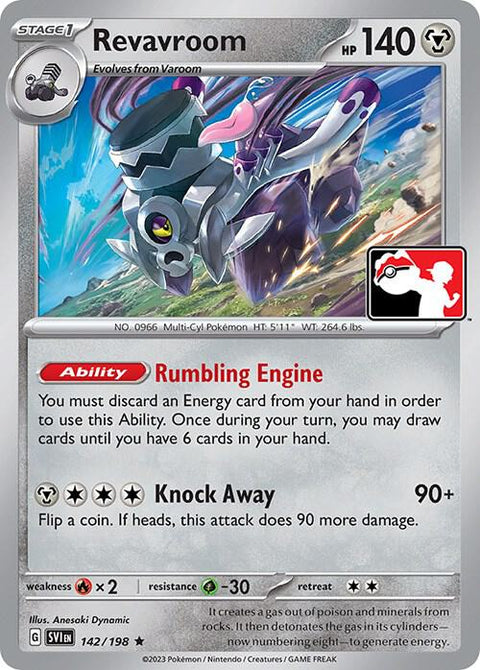Revavroom - 142/198 - Prize Pack Series Four — Play! Pokémon stamped prize pack card