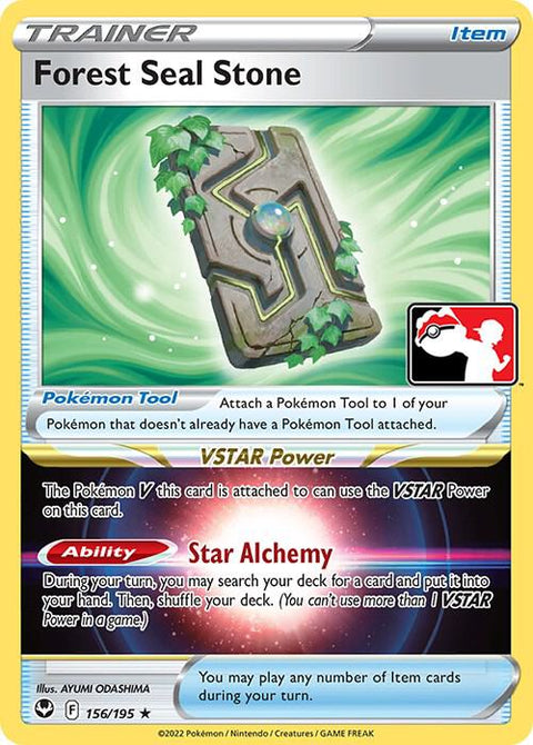 Forest Seal Stone - 156/196 - Prize Pack Series Three — Play! Pokémon stamped prize pack card