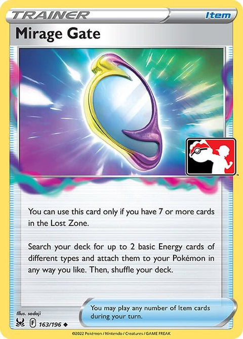 Mirage Gate - 163/196 - Prize Pack Series Three — Play! Pokémon stamped prize pack card