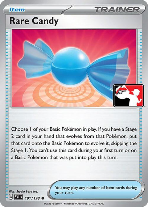 Rare Candy - 191/198 - Prize Pack Series Three — Play! Pokémon stamped prize pack card
