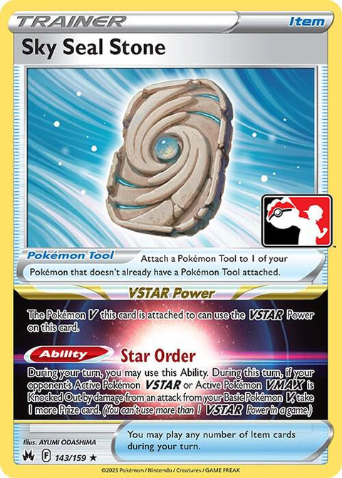 Sky Seal Stone - 143/159 - Prize Pack Series Four — Play! Pokémon stamped prize pack card