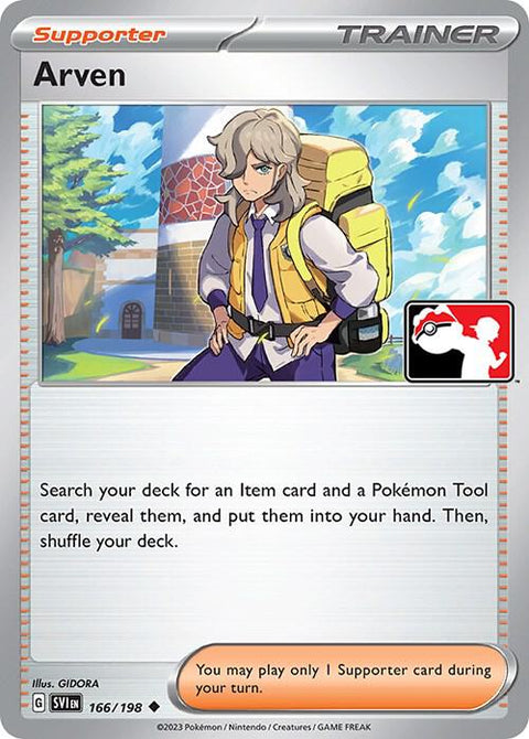 Arven - 166/198 - Prize Pack Series Three — Play! Pokémon stamped prize pack card