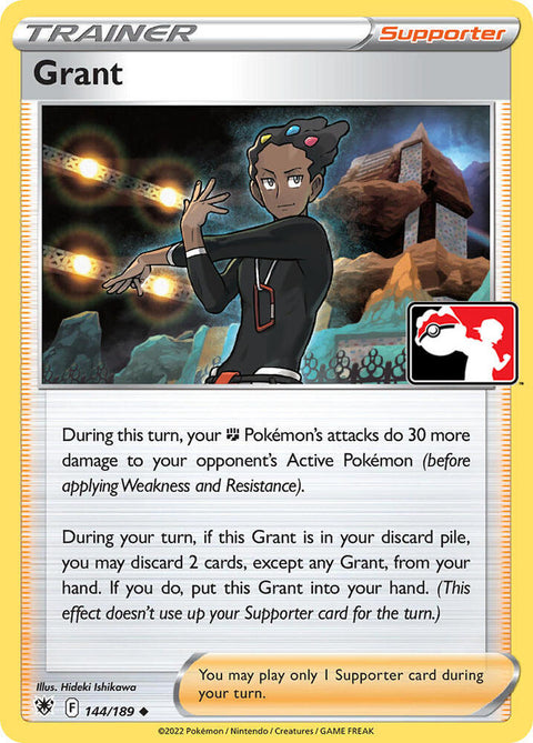 Grant - 144/172 - Prize Pack Series Three — Play! Pokémon stamped prize pack card