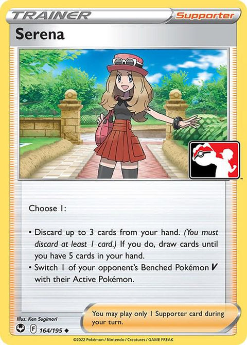 Serena - 164/195 - Prize Pack Series Three — Play! Pokémon stamped prize pack card