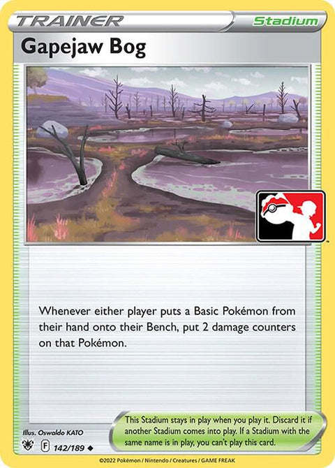 Gapejaw Bog - 142/198 - Prize Pack Series Three — Play! Pokémon stamped prize pack card