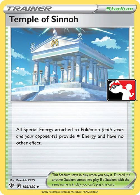 Temple of Sinnoh - 155/196 - Prize Pack Series Three — Play! Pokémon stamped prize pack card