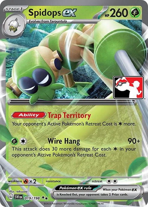 Spidops ex - 019/198 - Prize Pack Series Three — Play! Pokémon stamped prize pack card