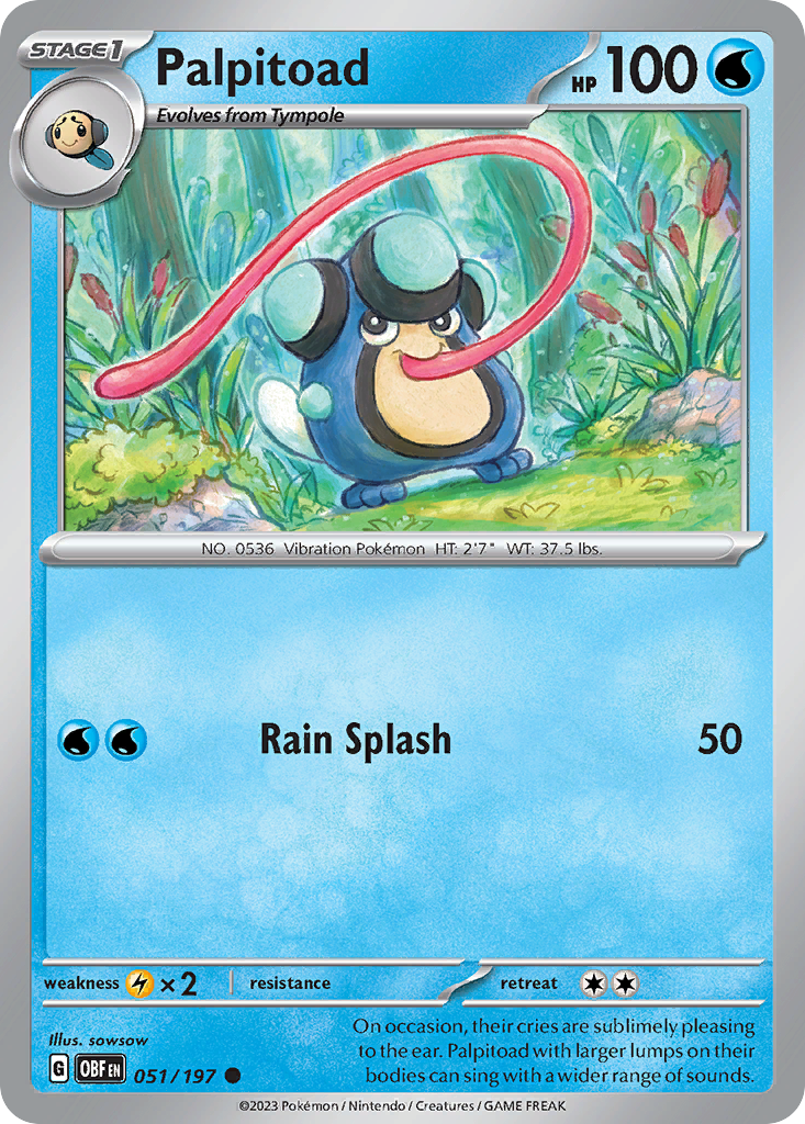 Palpitoad 51 Obsidian Flames Pokémon card