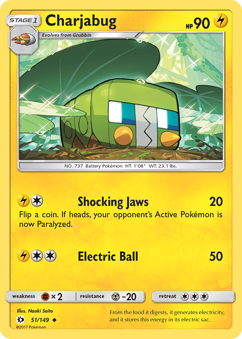 Charjabug 51 Sun & Moon Pokémon card