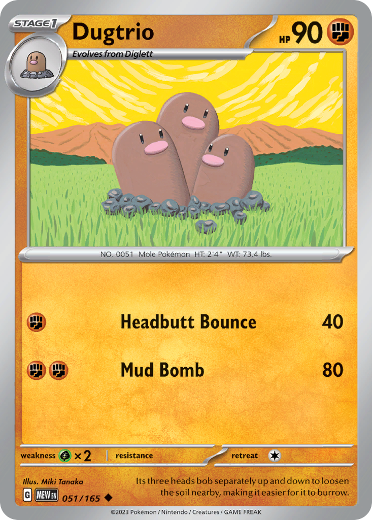 Dugtrio 51 151 Pokémon card
